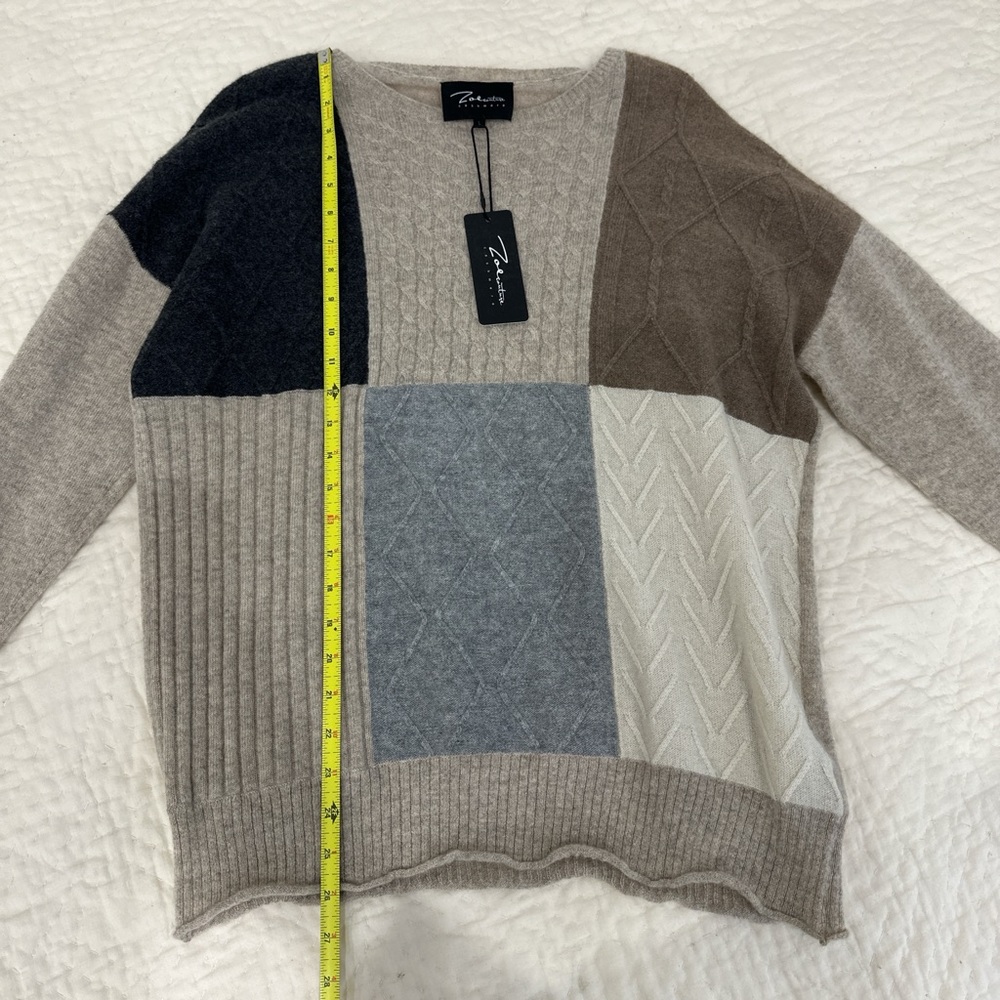 Brunello Cucinelli Color Block Sweater - Black, Brown, Gray, Cream - Picture 9 of 9